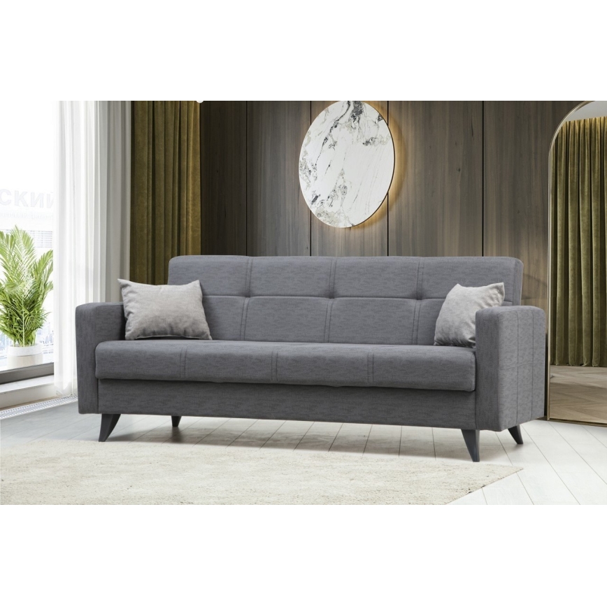 KORFU three-seater sofa bed in dark grey