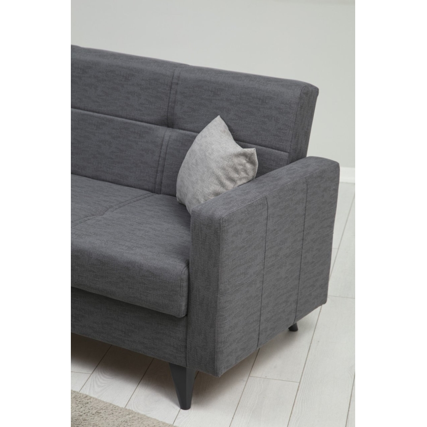 KORFU three-seater sofa bed in dark grey