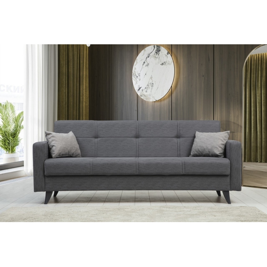 KORFU three-seater sofa bed in dark grey