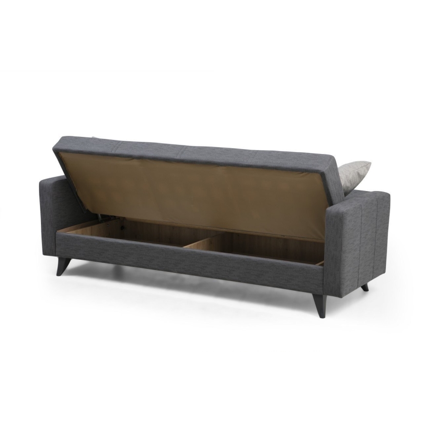 KORFU three-seater sofa bed in dark grey