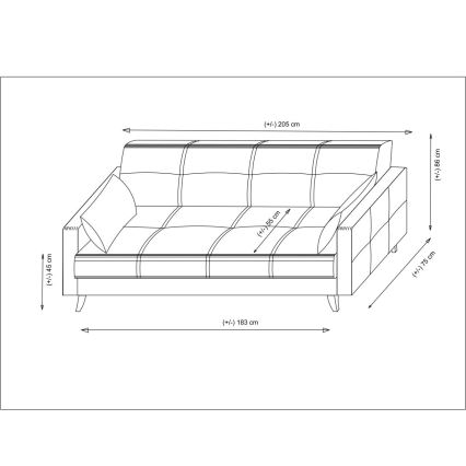 KORFU three-seater sofa bed in dark grey