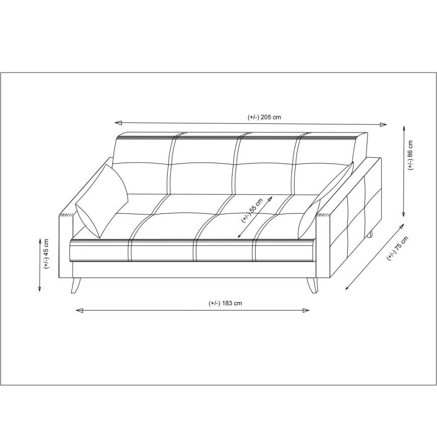 KORFU three-seater sofa bed in dark grey