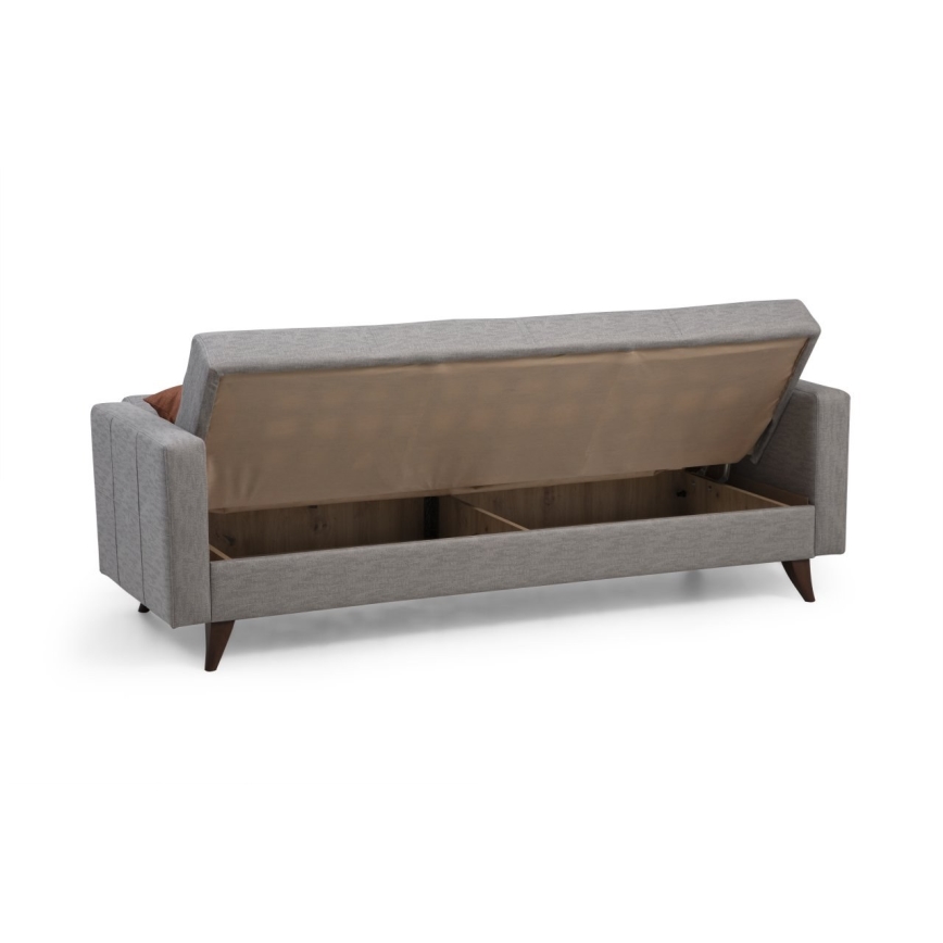 KORFU Three-Seater Sofa Bed, Light Grey