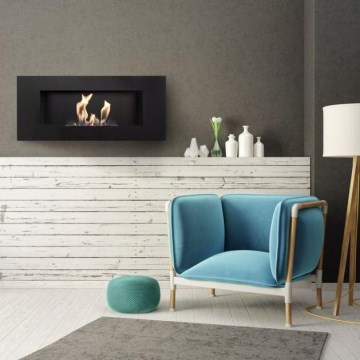Kratki - Built-in BIO fireplace 40x90 cm 2kW black