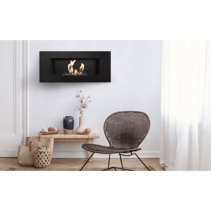 Kratki - Built-in BIO fireplace 40x90 cm 2kW black