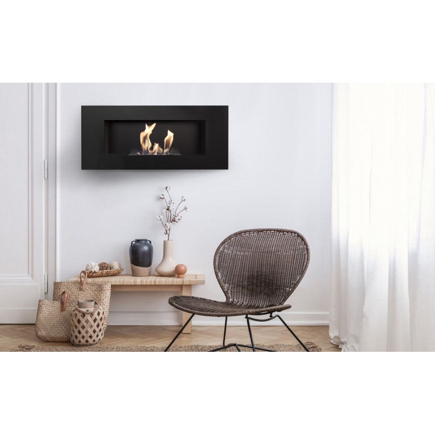 Kratki - Built-in BIO fireplace 40x90 cm 2kW black