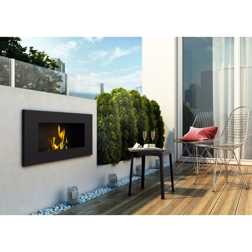 Kratki - Built-in BIO fireplace 40x90 cm 2kW black