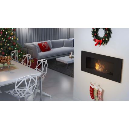 Kratki - Built-in BIO fireplace 40x90 cm 2kW black