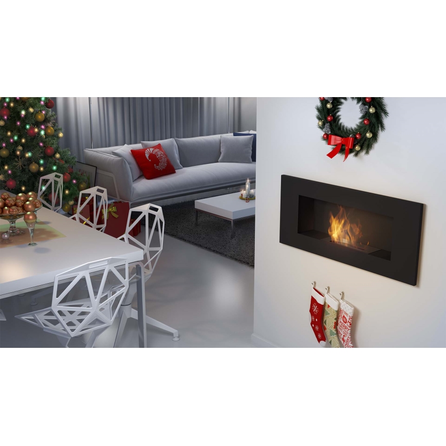 Kratki - Built-in BIO fireplace 40x90 cm 2kW black