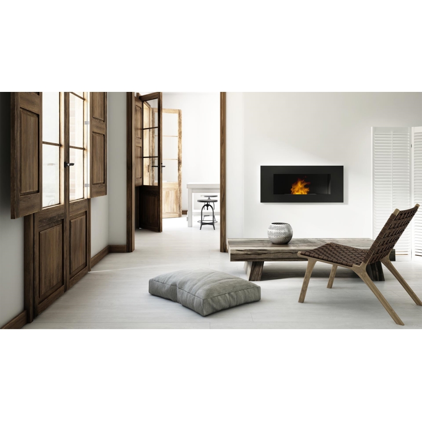 Kratki - Built-in BIO fireplace 40x90 cm 2kW black