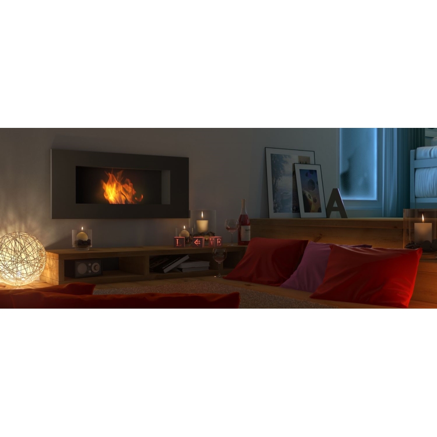Kratki - Built-in BIO fireplace 40x90 cm 2kW black