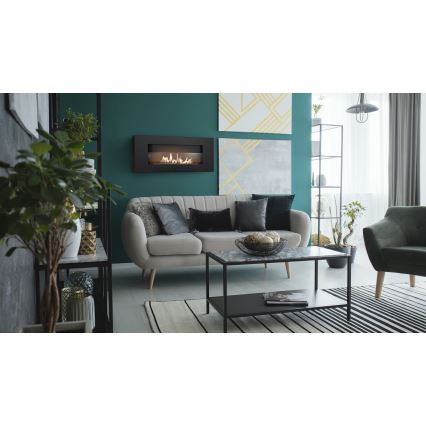 Kratki - Built-in BIO fireplace 40x90 cm 2kW black