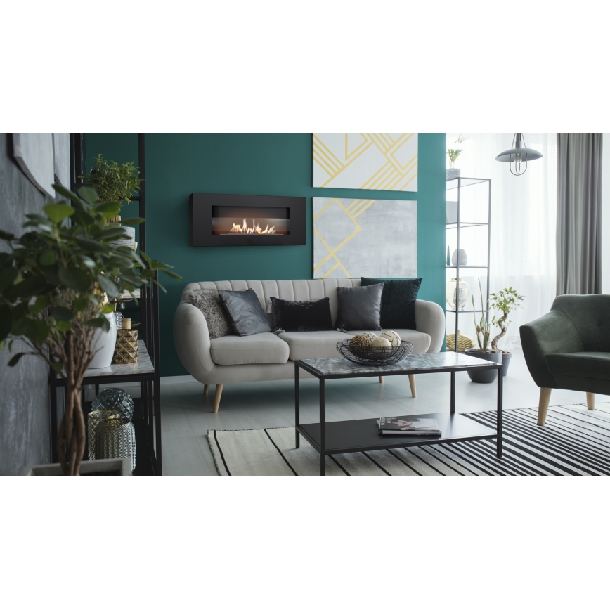 Kratki - Built-in BIO fireplace 40x90 cm 2kW black