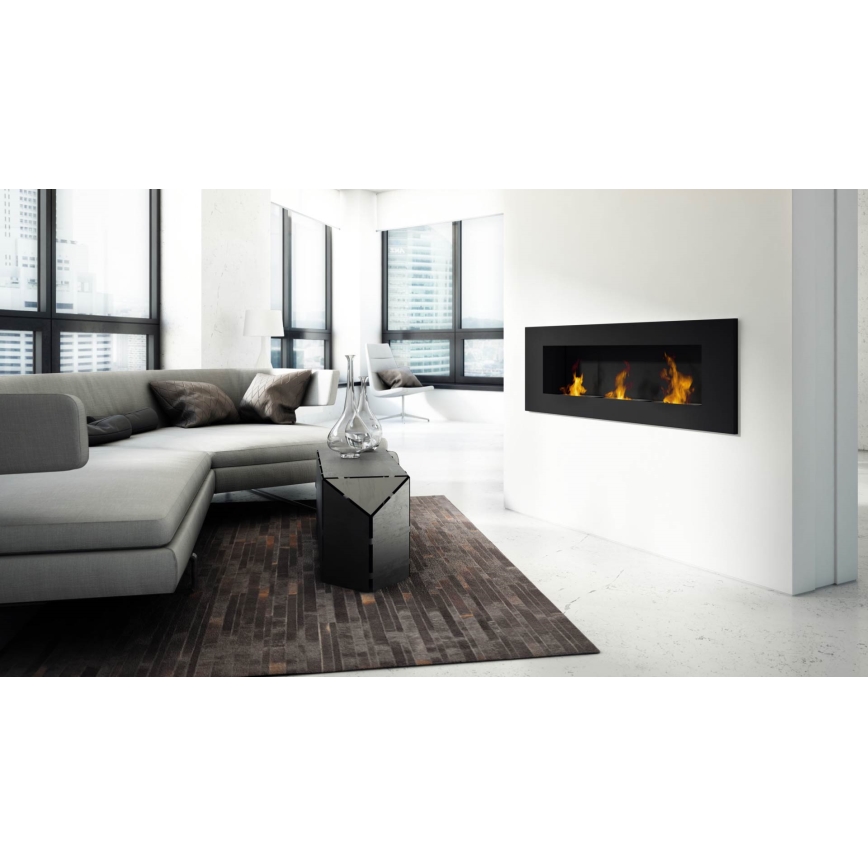 Kratki - Built-in BIO fireplace 40x120 cm 3x1,1kW black