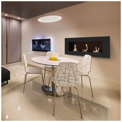 Kratki - Built-in BIO fireplace 40x120 cm 3x1,1kW black