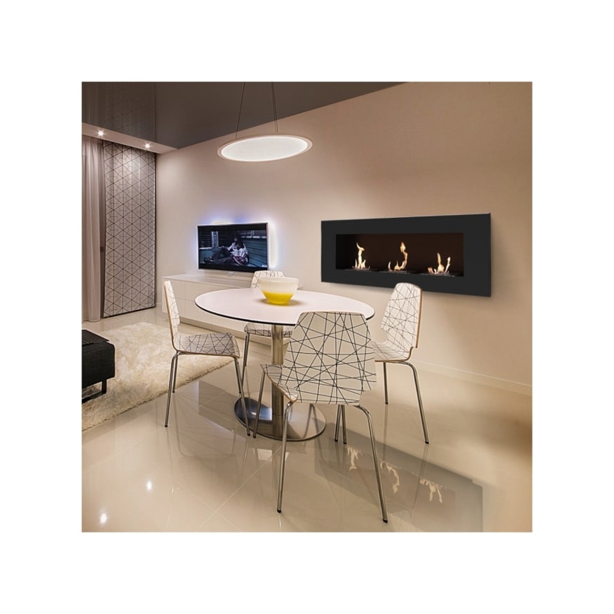 Kratki - Built-in BIO fireplace 40x120 cm 3x1,1kW black