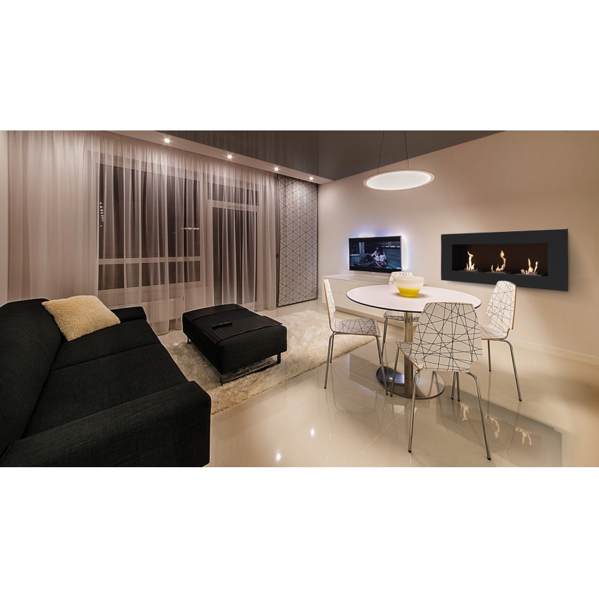 Kratki - Built-in BIO fireplace 40x120 cm 3x1,1kW black