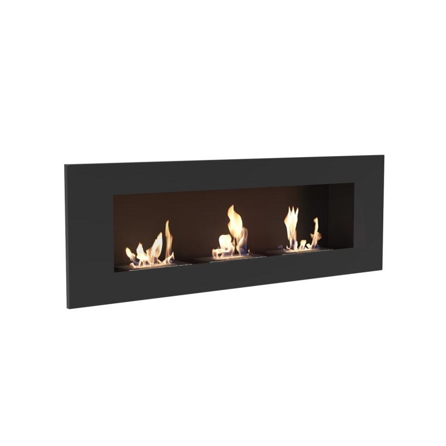 Kratki - Built-in BIO fireplace 40x120 cm 3x1,1kW black