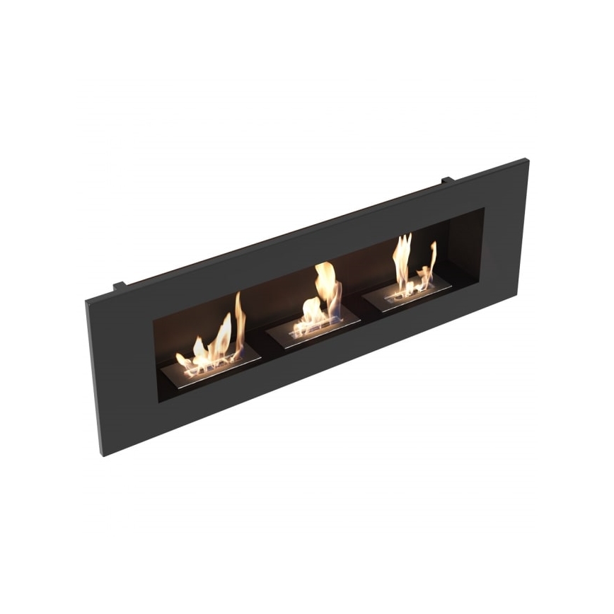 Kratki - Built-in BIO fireplace 40x120 cm 3x1,1kW black