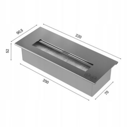 Kratki - Built-in BIO fireplace 40x120 cm 3x1,1kW black