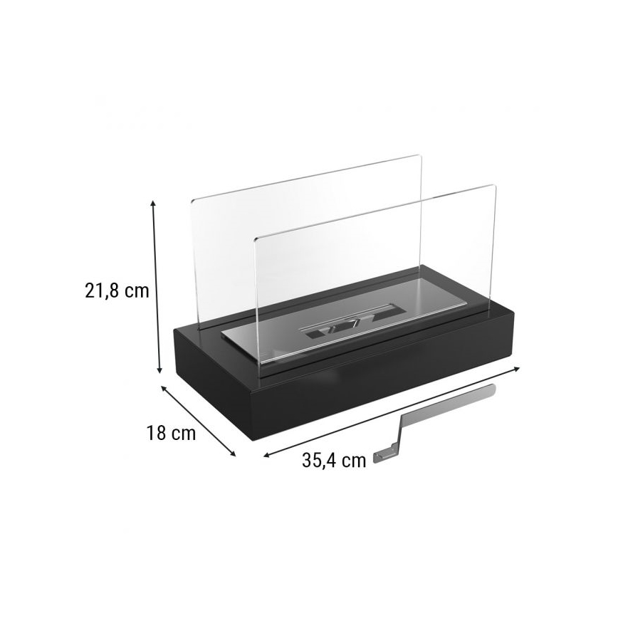 Kratki - BIO fireplace 21,8x35,4 cm 1kW black