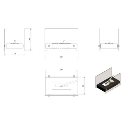 Kratki - BIO fireplace 25,2x39cm 1kW white