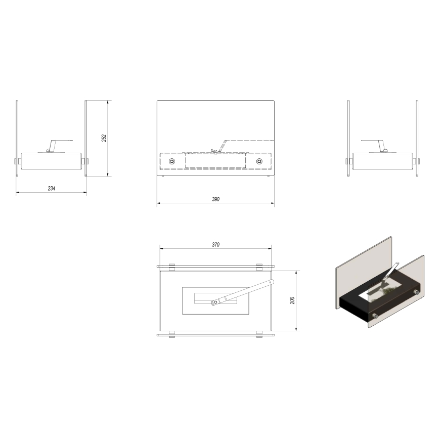 Kratki - BIO fireplace 25,2x39cm 1kW white