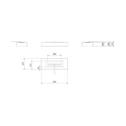 Kratki - BIO fireplace 10x67 cm 3kW black