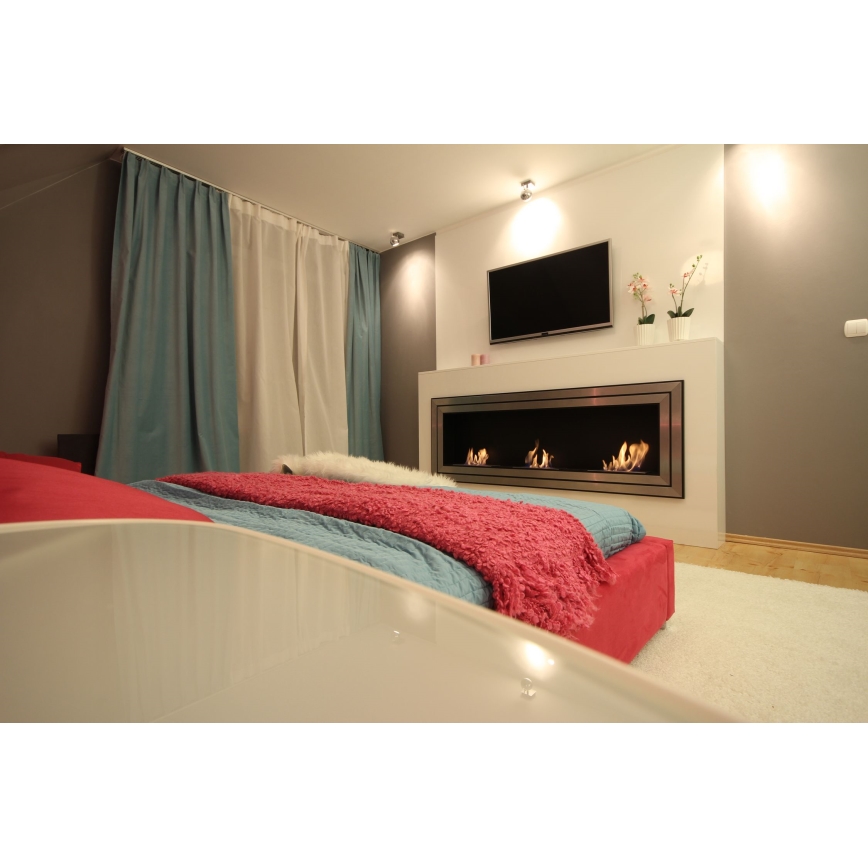Kratki - Built-in BIO fireplace 65x180 cm 3x2,5kW shiny chrome
