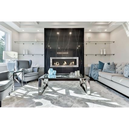 Kratki - Built-in BIO fireplace 65x180 cm 3x2,5kW shiny chrome