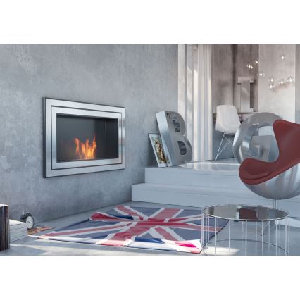 Kratki - Built-in BIO fireplace 65x180 cm 3x2,5kW shiny chrome