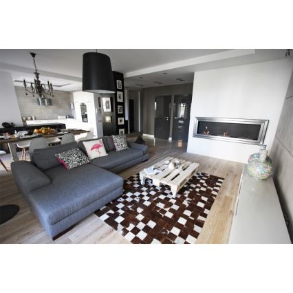 Kratki - Built-in BIO fireplace 65x180 cm 3x2,5kW shiny chrome
