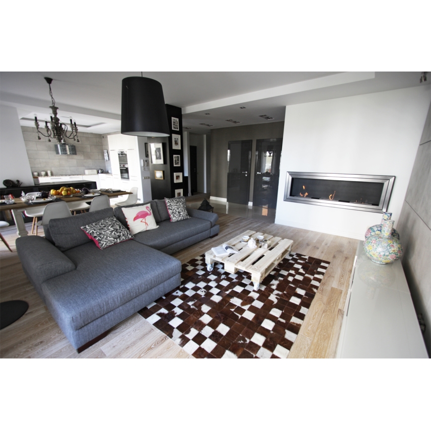 Kratki - Built-in BIO fireplace 65x180 cm 3x2,5kW shiny chrome