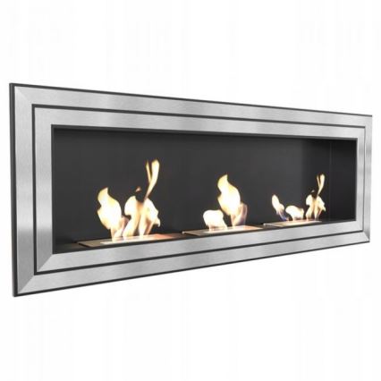 Kratki - Built-in BIO fireplace 65x180 cm 3x2,5kW shiny chrome
