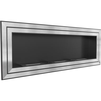 Kratki - Built-in BIO fireplace 65x180 cm 3x2,5kW shiny chrome