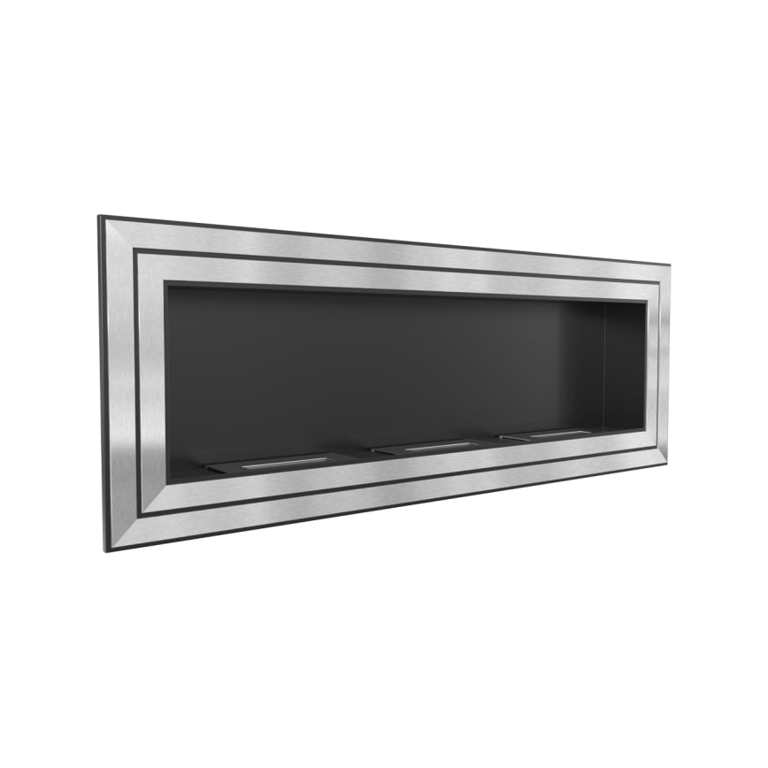 Kratki - Built-in BIO fireplace 65x180 cm 3x2,5kW shiny chrome