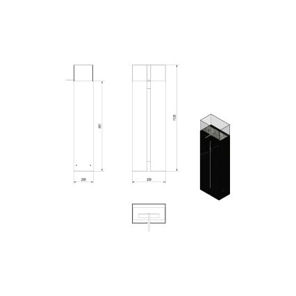 Kratki - BIO fireplace 113,6x35,9 cm 2kW black