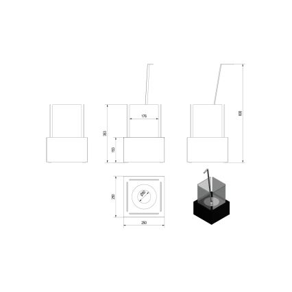 Kratki - BIO fireplace 35,3x25 cm 1kW black