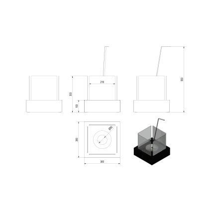 Kratki - BIO fireplace 30,3x30 cm 1kW white