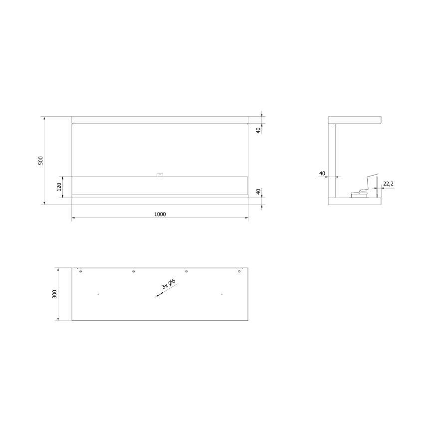 Kratki - Built-in BIO fireplace 50x100 cm 7kW black