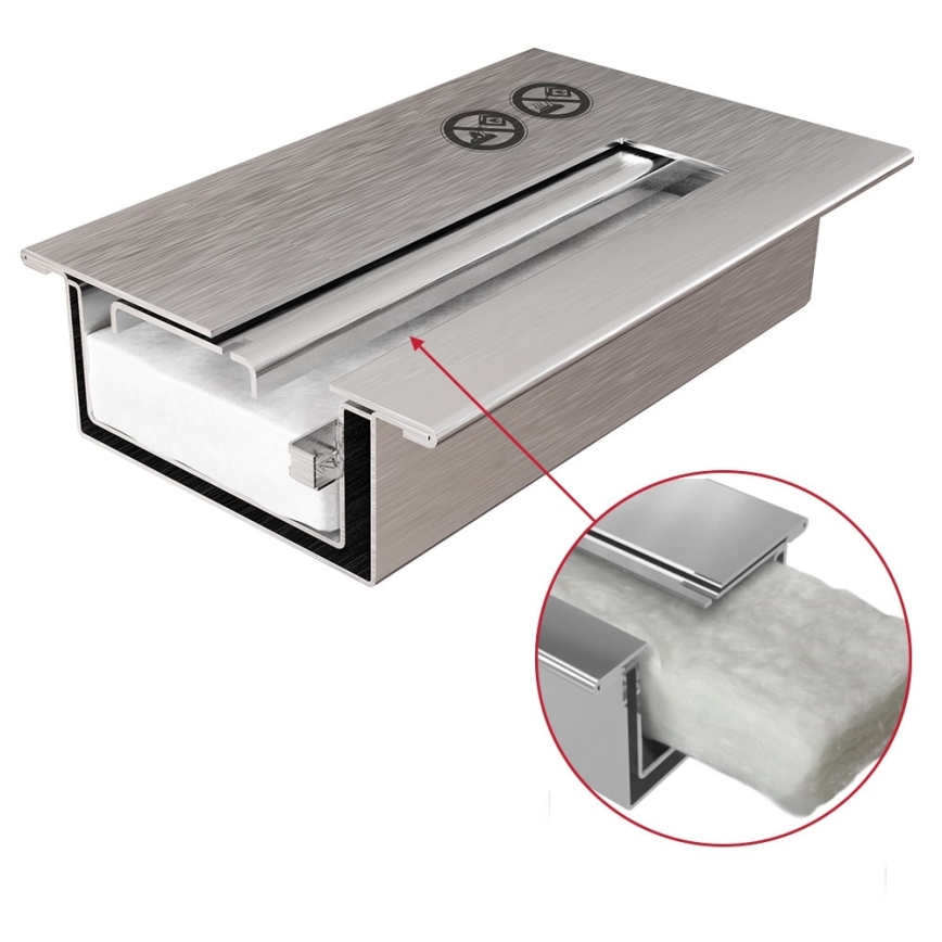 Kratki - Built-in Bioethanol Fireplace 50x100 cm, 3.5 kW, Black