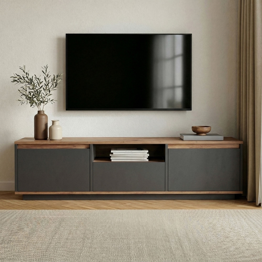 KREDE TV stand 160x30 cm anthracite/pine