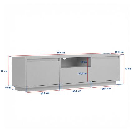 KREDE TV Stand 160x30 cm, Oak