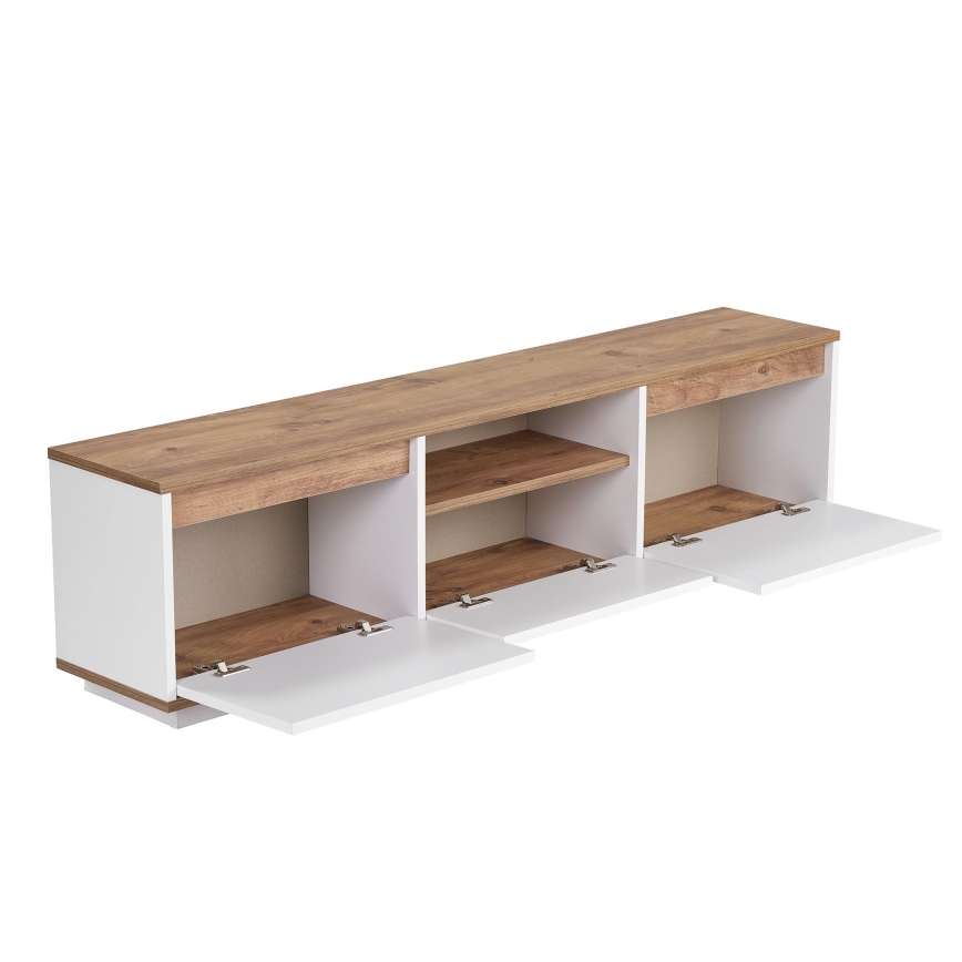 KREDE TV Stand 160x30 cm, White/Pine