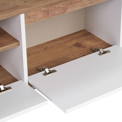 KREDE TV Stand 160x30 cm, White/Pine
