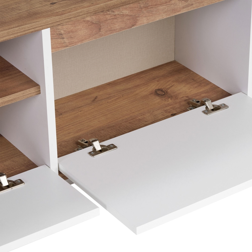 KREDE TV Stand 160x30 cm, White/Pine