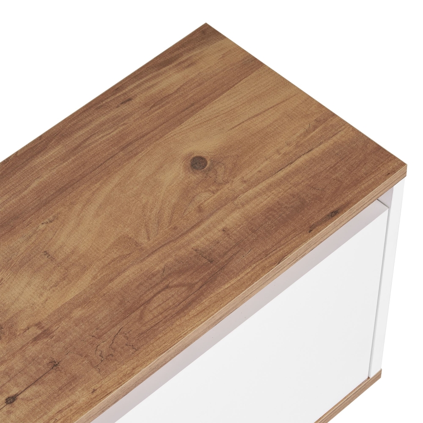 KREDE TV Stand 160x30 cm, White/Pine