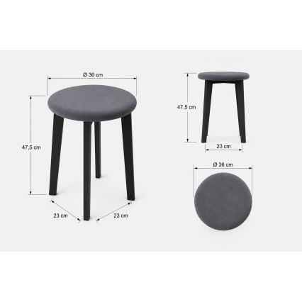 KUBE Stool, Ø 36 cm, Black/Anthracite