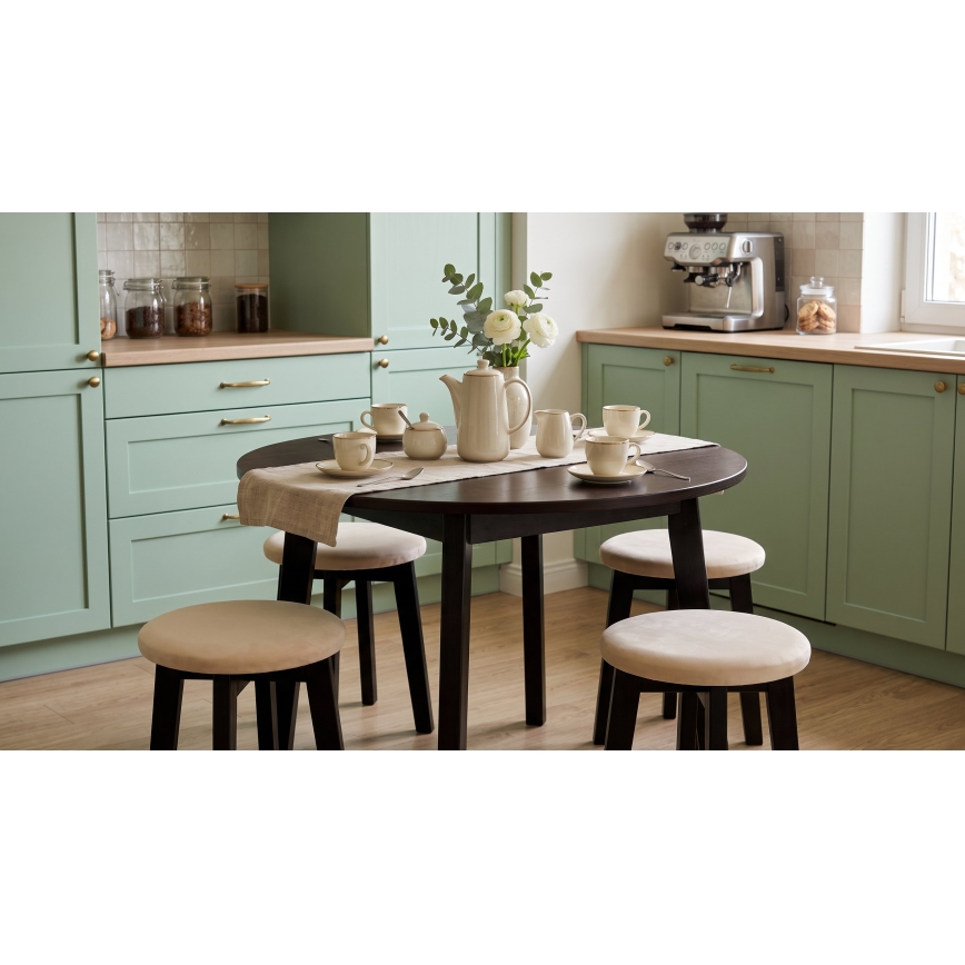 KUBE stool, Ø 36 cm, black/beige