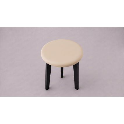 KUBE stool, Ø 36 cm, black/beige